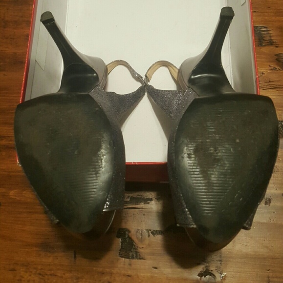 Guess Open Toe Sling Back Pewter Sparkle Glitter H - Picture 6 of 8